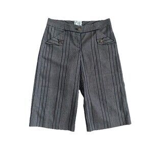 Tabitha Anthropologie Sz 0 Knee Length Gray Bermuda Shorts Office Casual Stripe